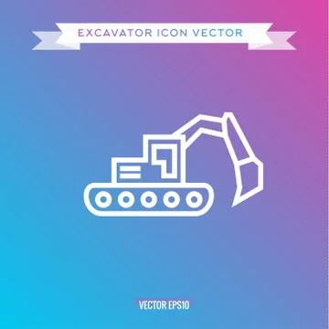 Excavator Icon, outline vector logo Stock Illustration