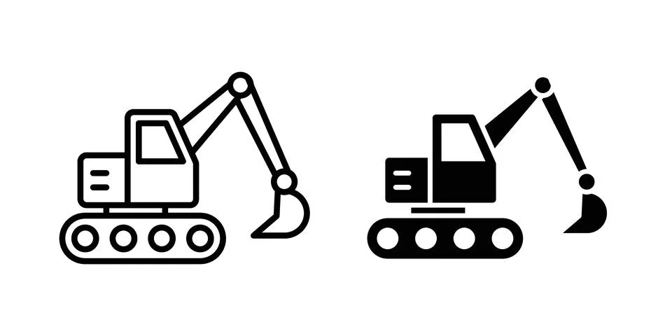Excavator icon set, collection of vector icons Stock Illustration