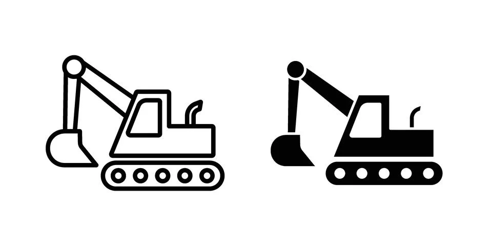 Excavator icon set. Vector EPS 10 Stock Illustration