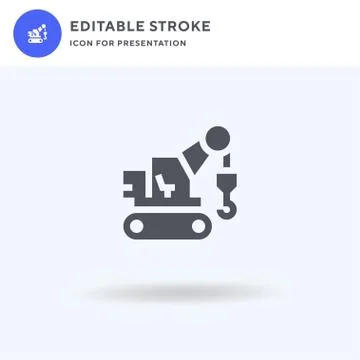 Excavator icon vector, filled flat sign, solid pictogram isolated on white, logo Stock Illustration