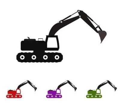 Excavator icon on white background Stock Illustration