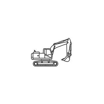 Excavator icon on white background Stock Illustration