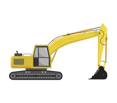 Excavator illustrated in vector on white background Stock Photos