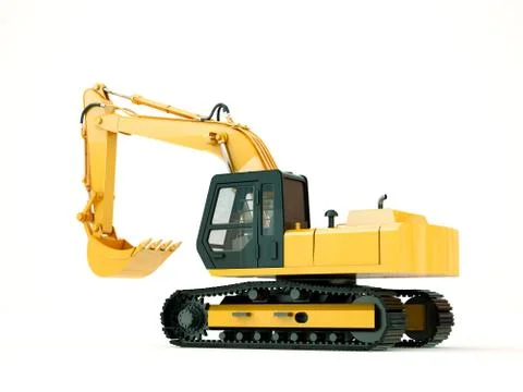 Excavator isolated with light shadow Stock Illustration