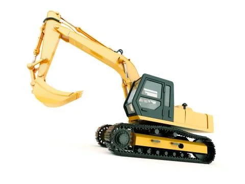Excavator isolated with light shadow Stock Illustration