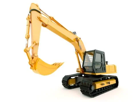 Excavator isolated with light shadow Stock Illustration