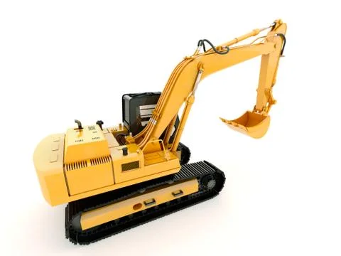 Excavator isolated with light shadow Stock Illustration