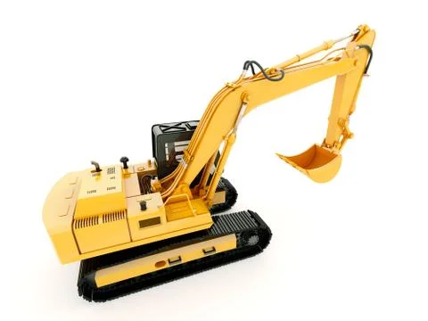 Excavator isolated with light shadow Stock Illustration
