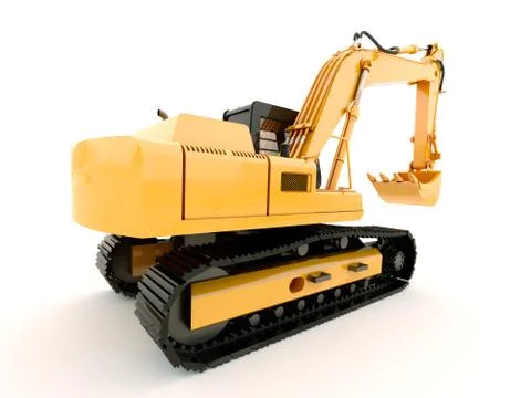 Excavator isolated with light shadow Stock Illustration