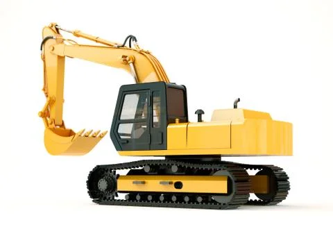 Excavator isolated with light shadow Stock Illustration
