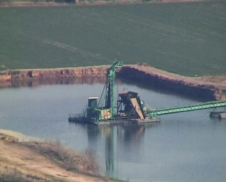 Excavator on a lake Stock Footage 70549