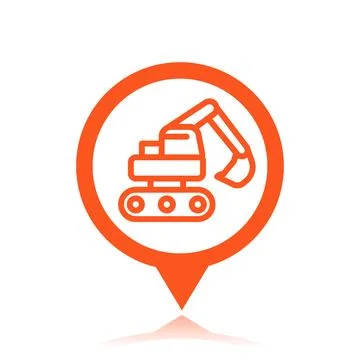 Excavator line icon on mark Stock Illustration