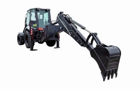 Excavator loader performs heavy lifting tasks on construction site during d.. Stock Photos