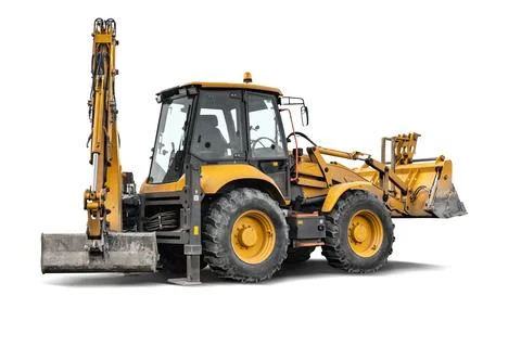 This excavator-loader is ready for work at construction sites. It can handle  Photos