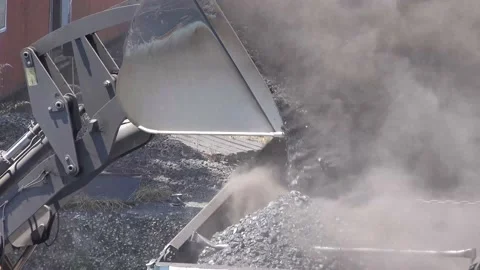 An excavator loading the truck with coal, close up Stock Footage 201938073
