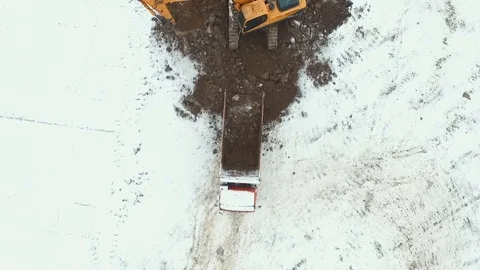 Excavator loads the machine Stock Footage 83999748