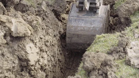 Excavator Loads Mud Cup Video stock 295062696