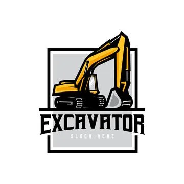 Excavator logo design Stock Illustration