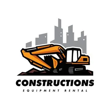 Excavator Logo Design Illustration Vector for  Equipment Rental Illustrazione stock