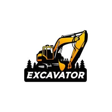 Excavator Logo Design Template Stock Illustration