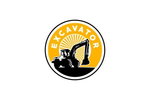 Excavator logo template vector. Heavy equipment logo vector for constructio.. Stock Illustration