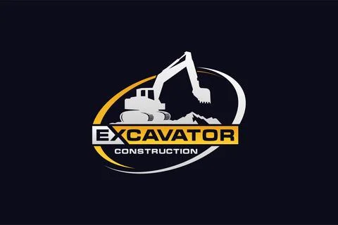 Excavator logo template vector. Heavy equipment logo vector for constructio.. Stock Illustration