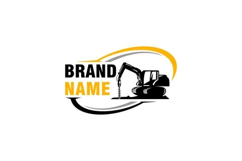 Excavator logo template vector. Heavy equipment logo vector for constructio.. Stock Illustration
