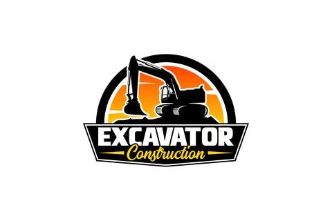 Excavator logo template vector. Heavy equipment logo vector for constructio.. Stock Illustration