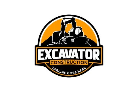 Excavator logo template vector. Heavy equipment logo vector for constructio.. Stock Illustration