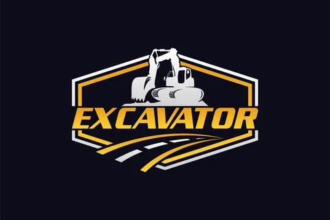 Excavator logo template vector. Heavy equipment logo vector for constructio.. Stock Illustration