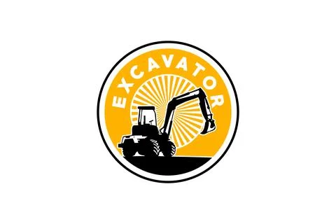 Excavator logo template vector. Heavy equipment logo vector for constructio.. Stock Illustration