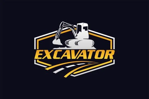 Excavator logo template vector. Heavy equipment logo vector for constructio.. Stock Illustration