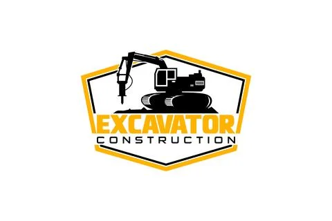 Excavator logo template vector. Heavy equipment logo vector for constructio.. Stock Illustration