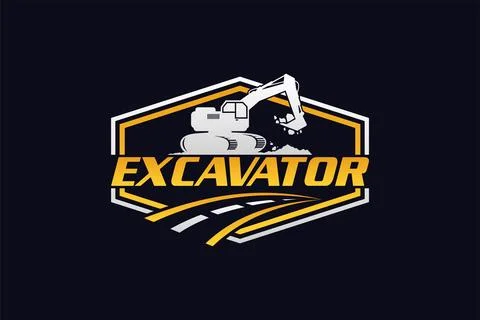 Excavator logo template vector. Heavy equipment logo vector for constructio.. Stock Illustration