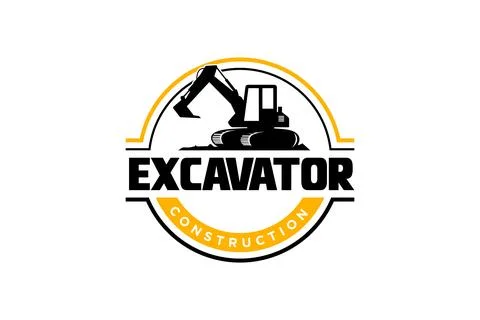 Excavator logo template vector. Heavy equipment logo vector for constructio.. Stock Illustration