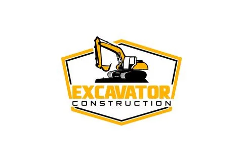 Excavator logo template vector. Heavy equipment logo vector for constructio.. Stock Illustration