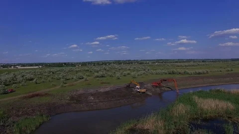 Excavator Machine With Big Shovel On Construction Stock Footage 77279989