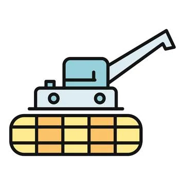 Excavator machine building construction machinery flat icon Stock Illustration