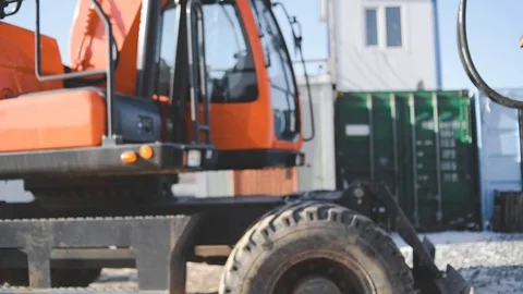 Excavator Machine On Construction Site Stock Footage 124786532