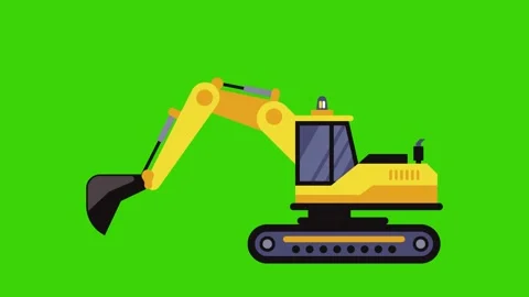 Excavator machine running on green screen, 2 d animation, graphic source Stock Footage 258733325