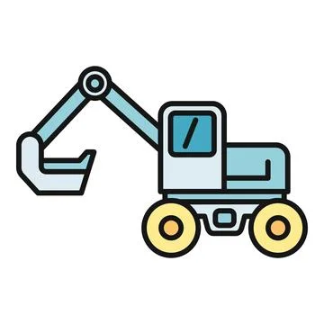 Excavator machine working in construction industry icon Stock Illustration