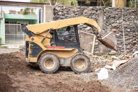Excavator machine working on during a construction. Foto stock