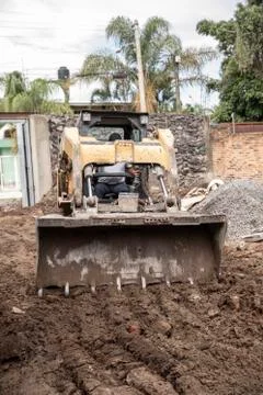 Excavator machine working on during a construction. Stock Photos