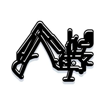 Excavator machine working icon with black outline Stock Illustration