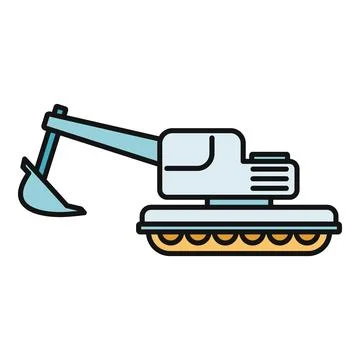 Excavator machinery digging construction heavy equipment icon vector Stock Illustration