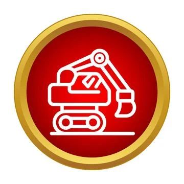 Excavator machinery icon representing construction and mining work Stock Illustration