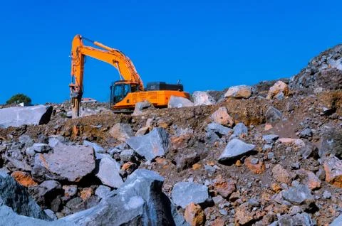 The excavator in mine Stock Photos