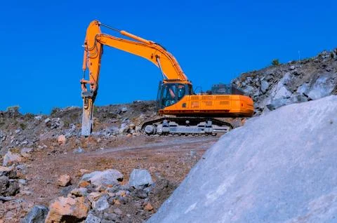 The excavator in mine Stock Photos