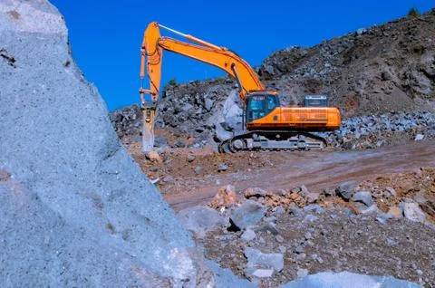 The excavator in mine Stock Photos