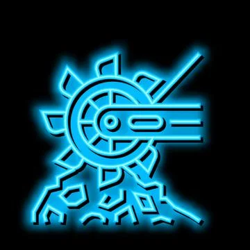 Excavator mining machine neon glow icon illustration Stock Illustration